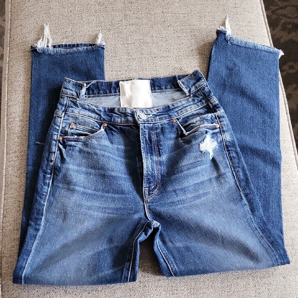 MOTHER Classic Blue Distressed Denim